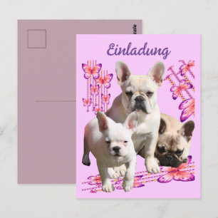 Französische Bulldoggen Schmetterlings Tag Postkarte