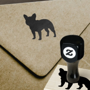 Französische Bulldoggen-Silhouette Gummistempel