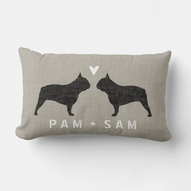 Französische Bulldoggen-Silhouette-Liebe - Lendenkissen (Vorderseite)