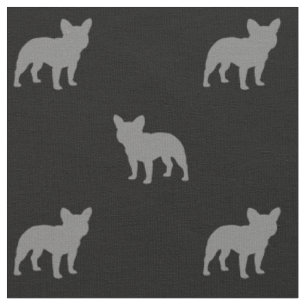 Französische Bulldoggen-Silhouette-Muster grau un Stoff