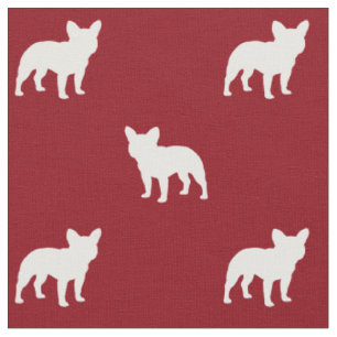 Französische Bulldoggen-Silhouette-Muster-Rot und Stoff