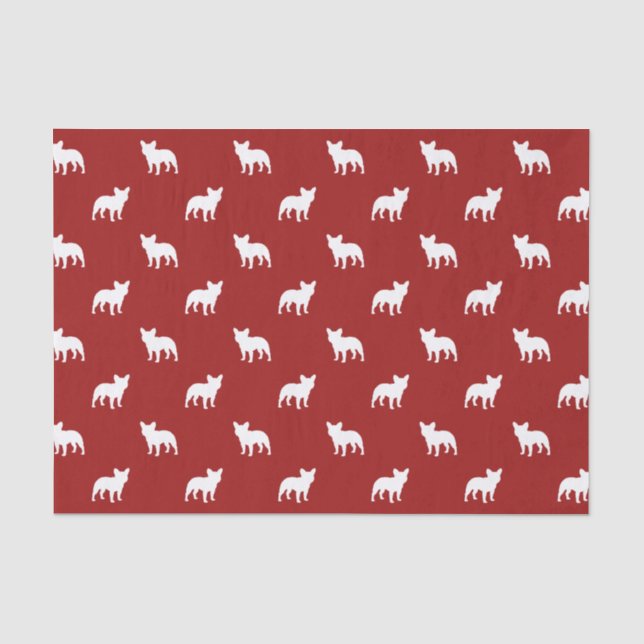 Französische Bulldoggen-Silhouette-Muster Seidenpapier (Vorderseite)