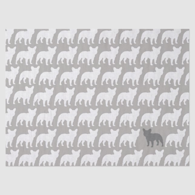 Französische Bulldoggen-Silhouette-Muster Seidenpapier (Vorderseite)