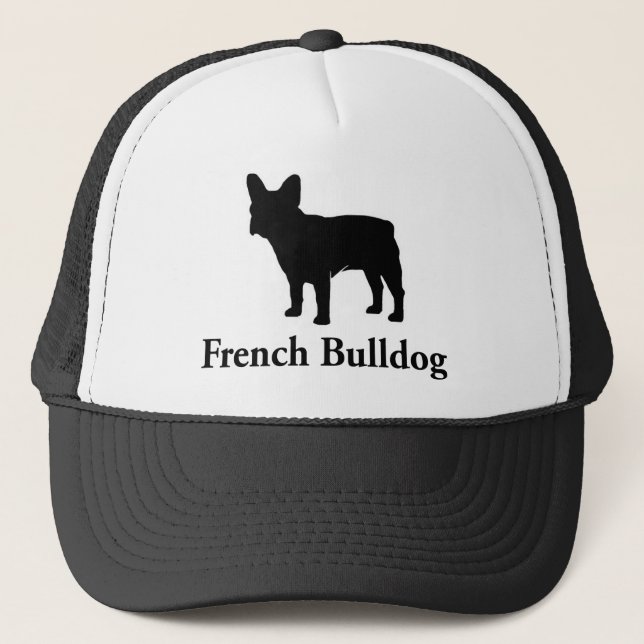 Französische Bulldoggen-Silhouette Truckerkappe (Vorderseite)