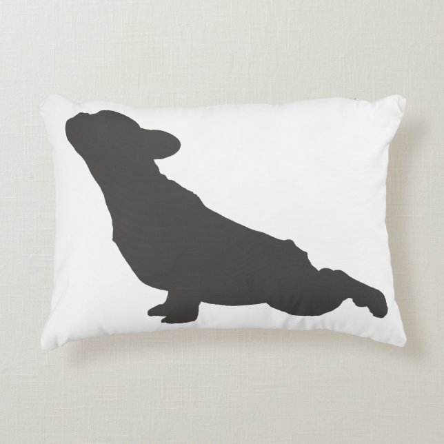 Französische Bulldoggen-Silhouette-Yoga-Pose Zierkissen (Vorderseite)