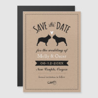 Französische Bulldoggen-Silhouetten Hochzeit Siche