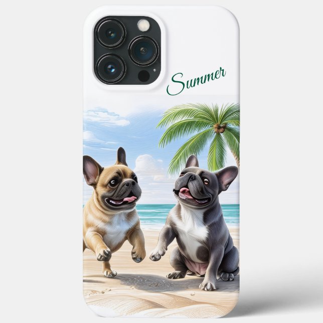 Französische Bulldoggen Strand French Bulldog Case-Mate iPhone Hülle (Rückseite)