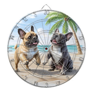 Französische Bulldoggen Strand French Bulldog Dartscheibe