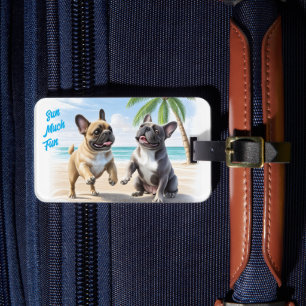 Französische Bulldoggen Strand French Bulldog Gepäckanhänger