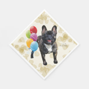 Französische Bulldoggen-TAN-Blätter und -ballone Serviette