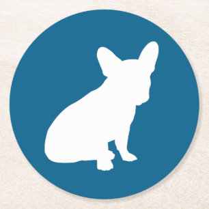 Französische Bulldoggen-Themenparty - Baby Shower  Runder Pappuntersetzer