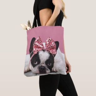 Französische Bulldoggen-tragendes Rosa Tasche