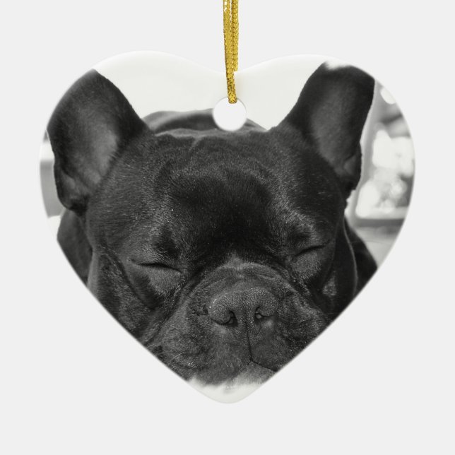 Französische Bulldoggen-Verzierung Keramik Ornament (Vorne)