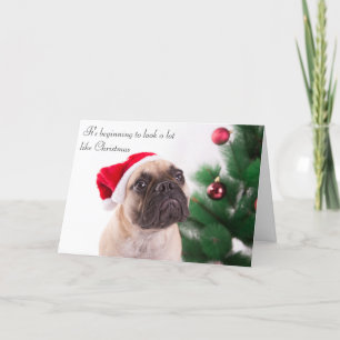 Französische Bulldoggen-Weihnachtskarte Feiertagskarte