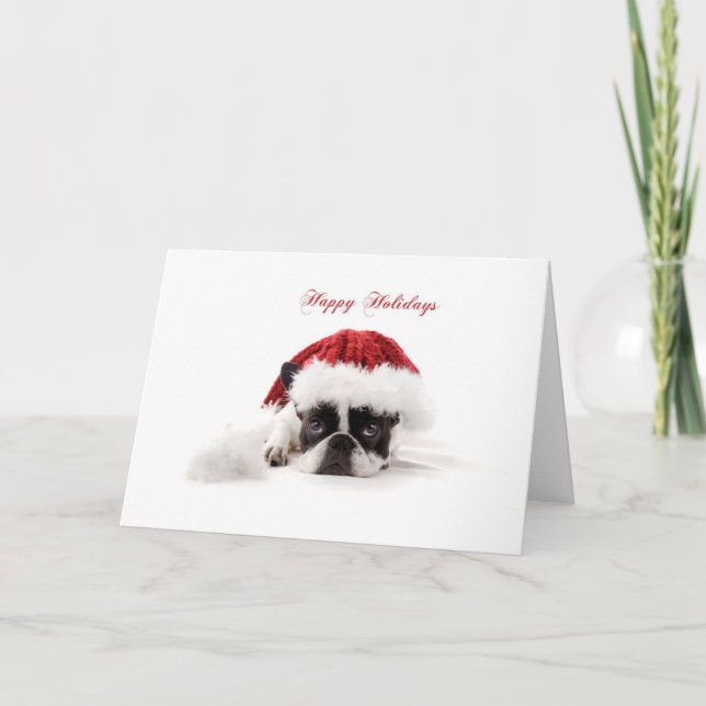 Französische Bulldoggen-Weihnachtskarte Feiertagskarte (Vorderseite)