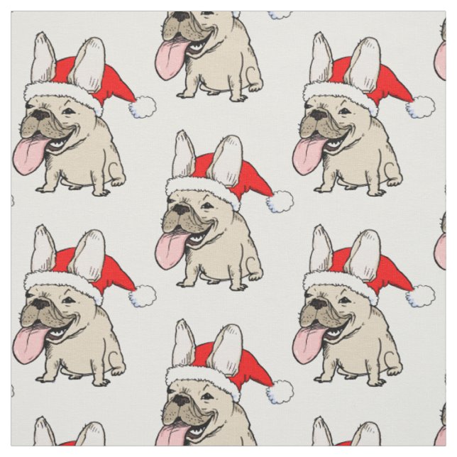 Französische Bulldoggen-Weihnachtsmuster Stoff (Muster)