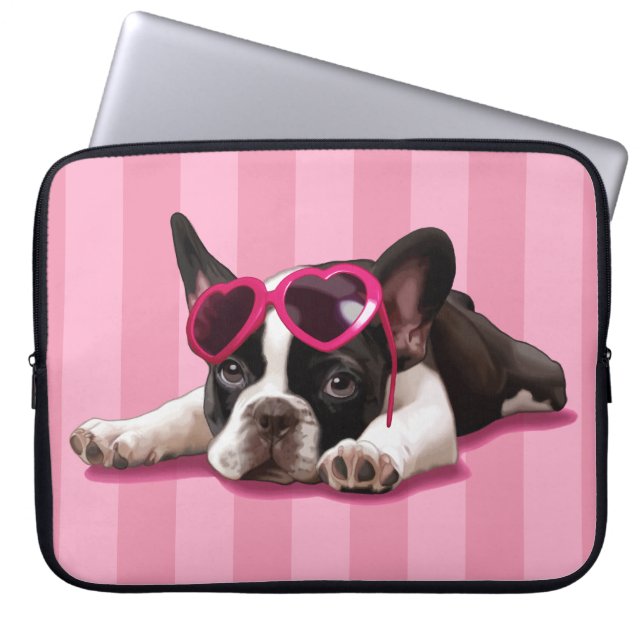 Französische Bulldoggen-Welpe Laptopschutzhülle (Vorderseite)
