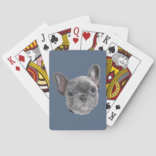 Französische Bulldoggen-Welpe Spielkarten (Rückseite)