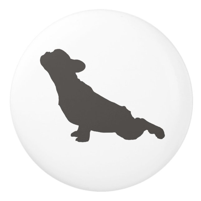Französische Bulldoggen-Yoga-Pose Keramikknauf (Vorderseite)