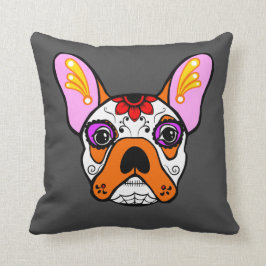Französische Bulldoggen-Zuckerschädel-Kissen Kissen