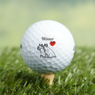 französische Bulldoggen zwei Freunde Golfball