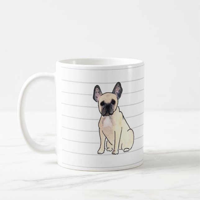 Französische Bulldoggewatercolor-Tasse Kaffeetasse (Links)