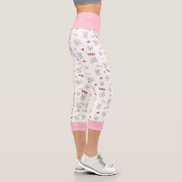 Französische Bulldogherzen drucken Hundeknochen un Capri Leggings