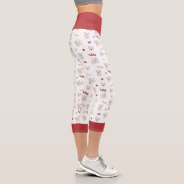 Französische Bulldogherzen drucken Hundeknochen un Capri Leggings
