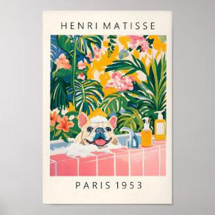 Französische Bulldogie-Mauer-Kunst, lustiges Badez Poster