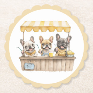 Französische Bulldogs auf einem Limonade-Stand Untersetzer
