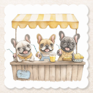 Französische Bulldogs auf einem Limonade-Stand Untersetzer