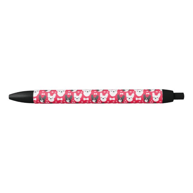 Französische Bulldogs FRENCHIES Red Pattern Kugelschreiber (Vorderseite)