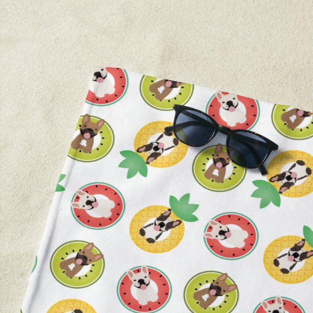 Französische Bulldogs in Fruit Pool Floating Muste Strandtuch (Beispiel)