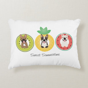Französische Bulldogs in Fruit Pool Floats Dekokissen