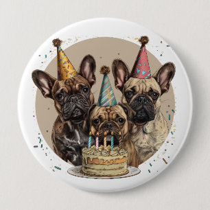 Französische Bulldogs Party Hats Button