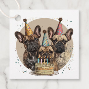 Französische Bulldogs Party Hats Geschenkanhänger