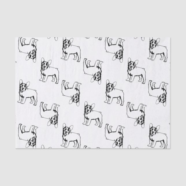 Französische Bulldogs weiß und schwarz Seidenpapier (Vorderseite)