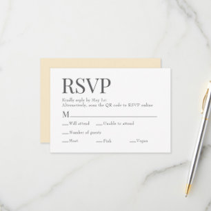 Französische Butter Gelb QR Code Wahl Hochzeit RSVP Karte