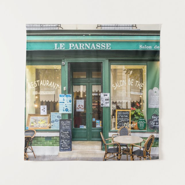 Französische Cafés: Versailles gemütliche Szene. Wandteppich (Vorderseite)