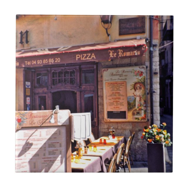 Französische Cafészene Fliese (Vorderseite)