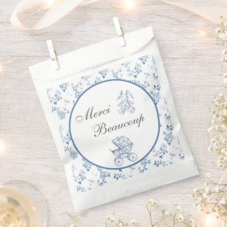 Französische Chinoiserie Blaue Babyshower-Geschenk Geschenktütchen
