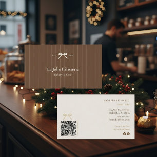 Französische Cocoa Cream Pinstripe QR Code Bäckere Visitenkarte
