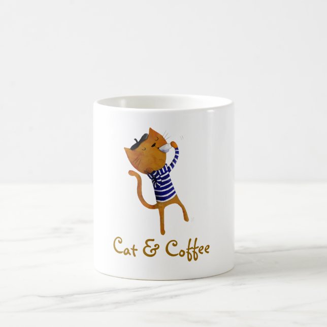 Französische Coole Katze Kaffeetasse (Mittel)
