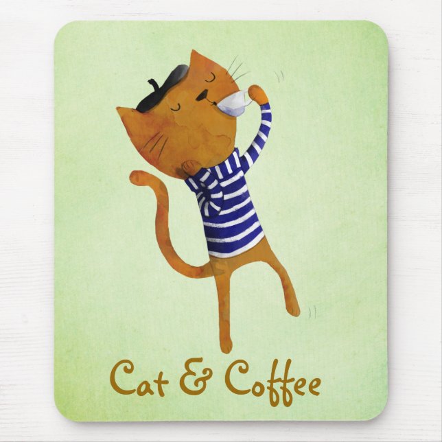 Französische coole Katze Mousepad (Vorne)