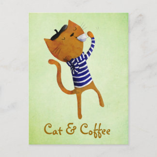 Französische Coole Katze Postkarte