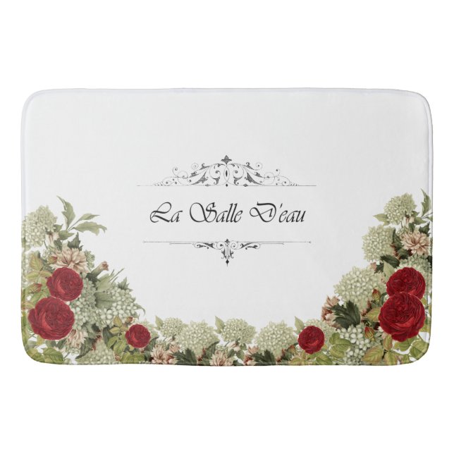 Französische Damentoilette-Bad-mit Blumenmatte Badematte (Vorderseite)