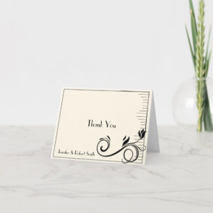 Französische Deko Rose Black Cream Wedding Vielen Dankeskarte