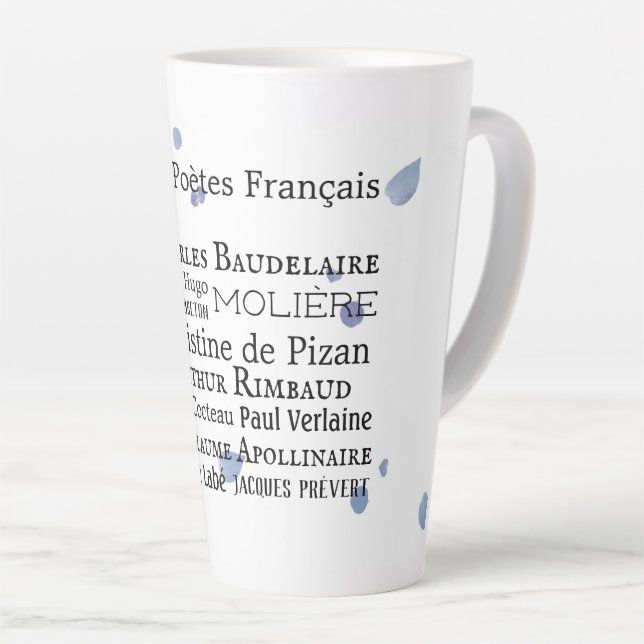 Französische Dichter Latte Tasse (Rechte Ecke)