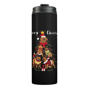 Französische Dogge Dogue de Bordeaux Weihnachtsbau Thermosbecher