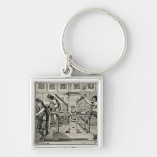 Französische Druckmaschine, 1642 (Stich) Schlüsselanhänger